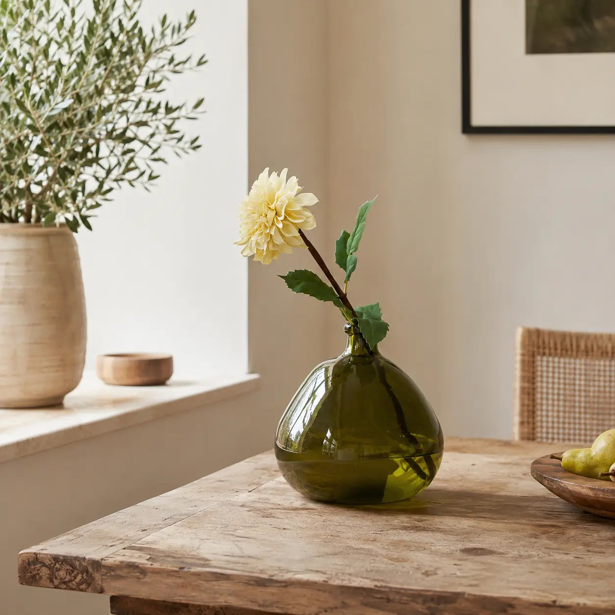 Recycled Glass Balloon Vase - Olive Green