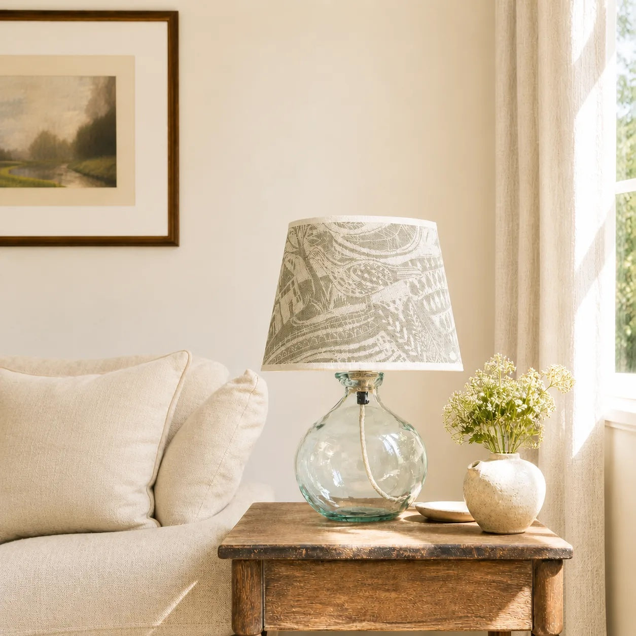 Recycled Glass Round Lamp - Clear