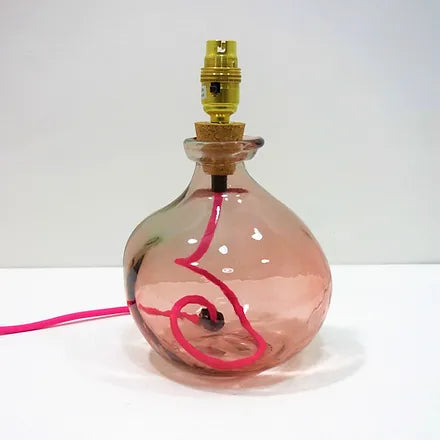 24cm Recycled Glass Lamp - Pink