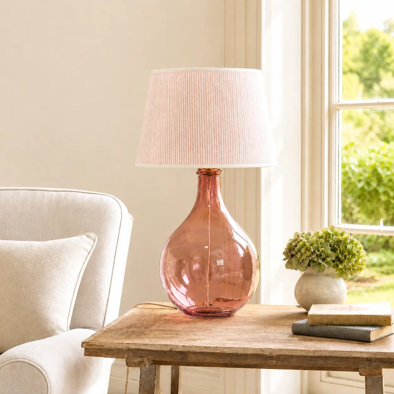 Recycled Glass Bulb Lamp - Pink