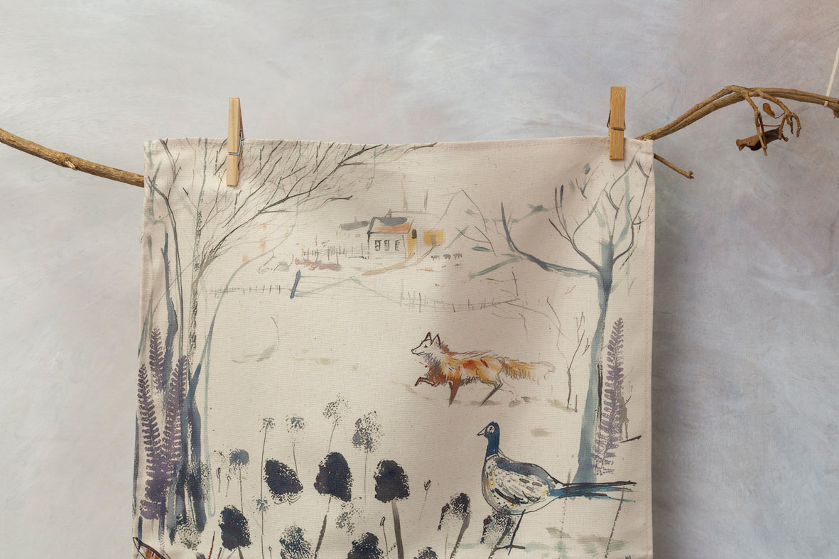 Sam Wilson Pheasant and Fox Tea Towel