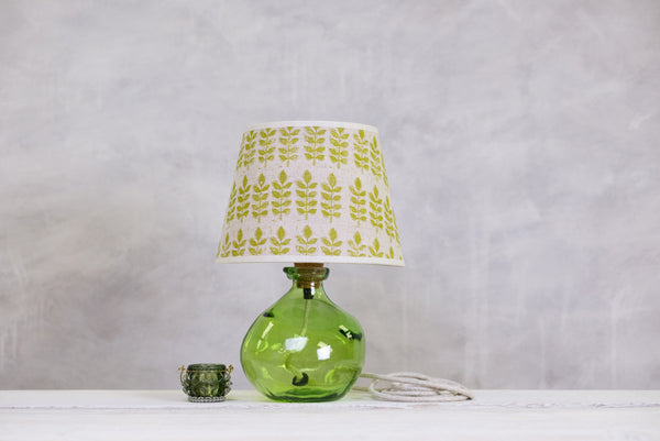 Recycled Glass Round Lamp - Apple Green