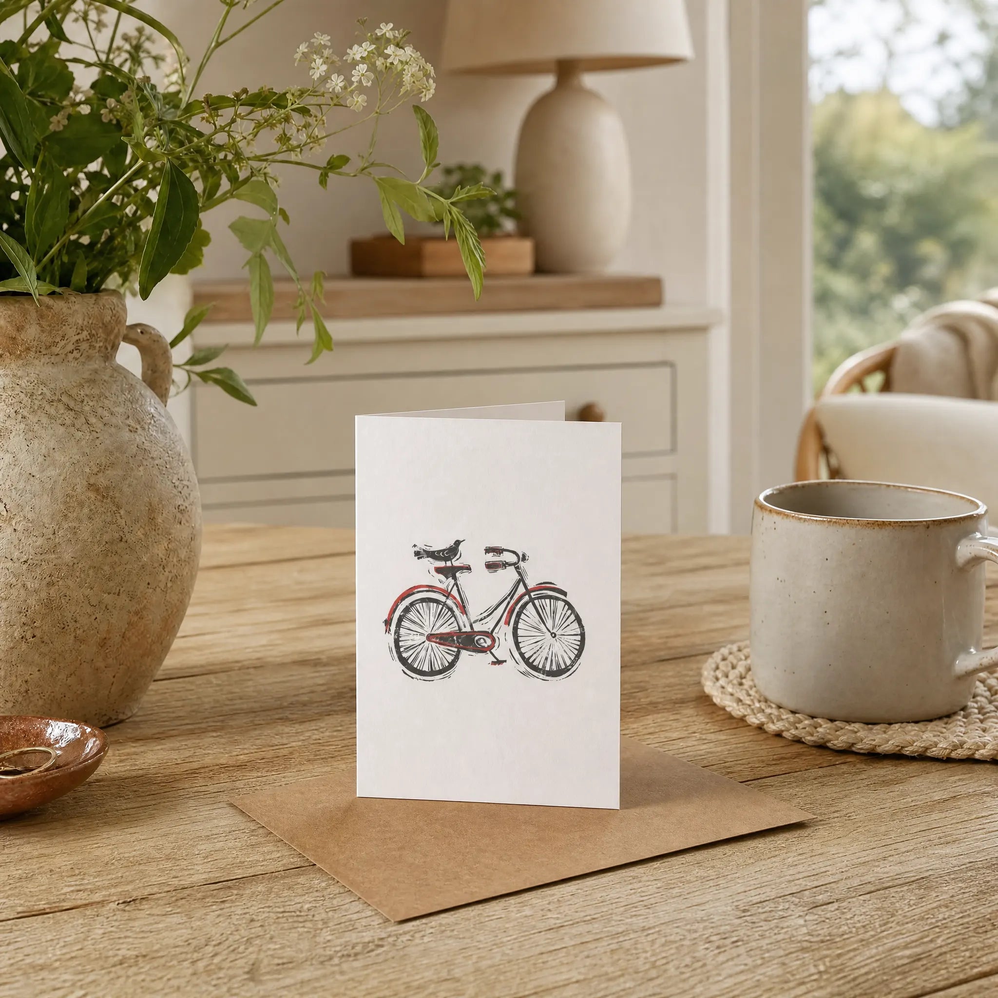 Sam Wilson Bird On Bicycle Greetings Card