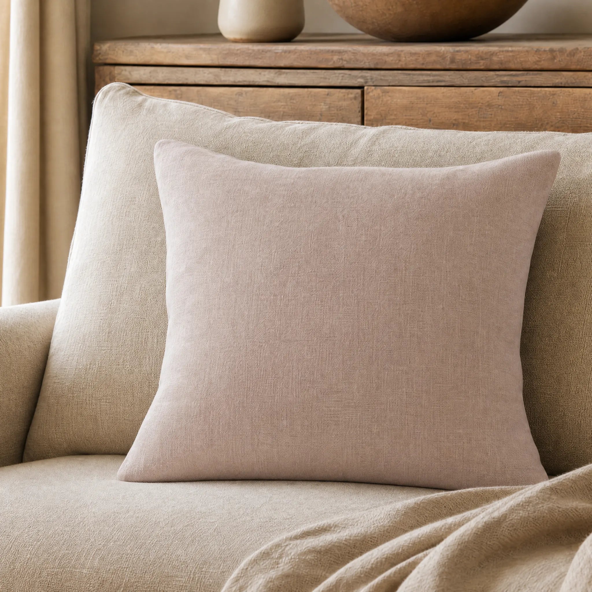 Sam Wilson Blush Fine Linen Rectangle Cushion