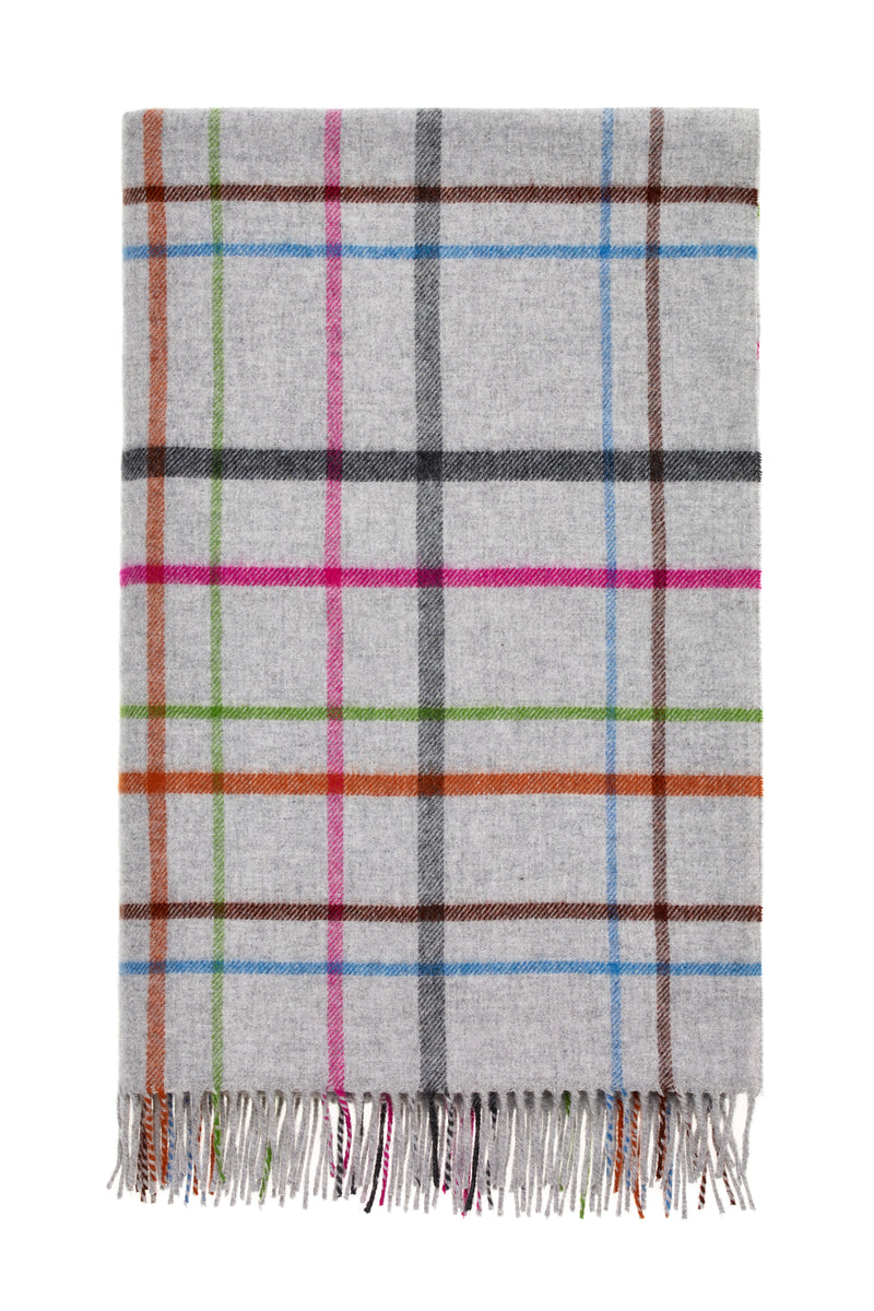 Window Pane Merino Throw - Grey/Multi