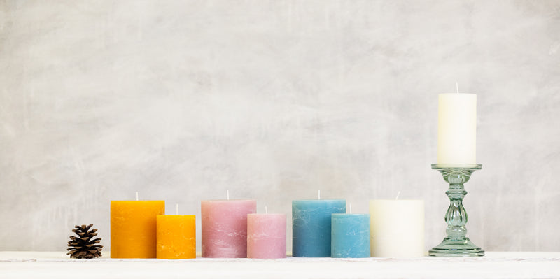 Rustic Pillar Candles - Pink