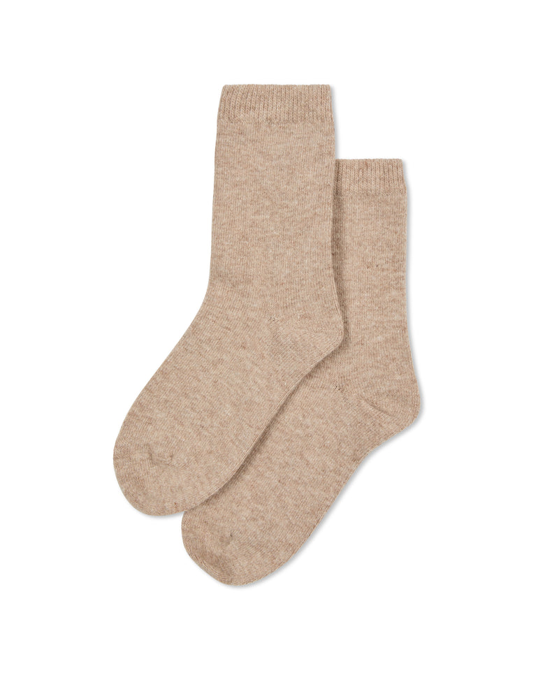 Cosy Cashmere Blend Short Sock - Beige