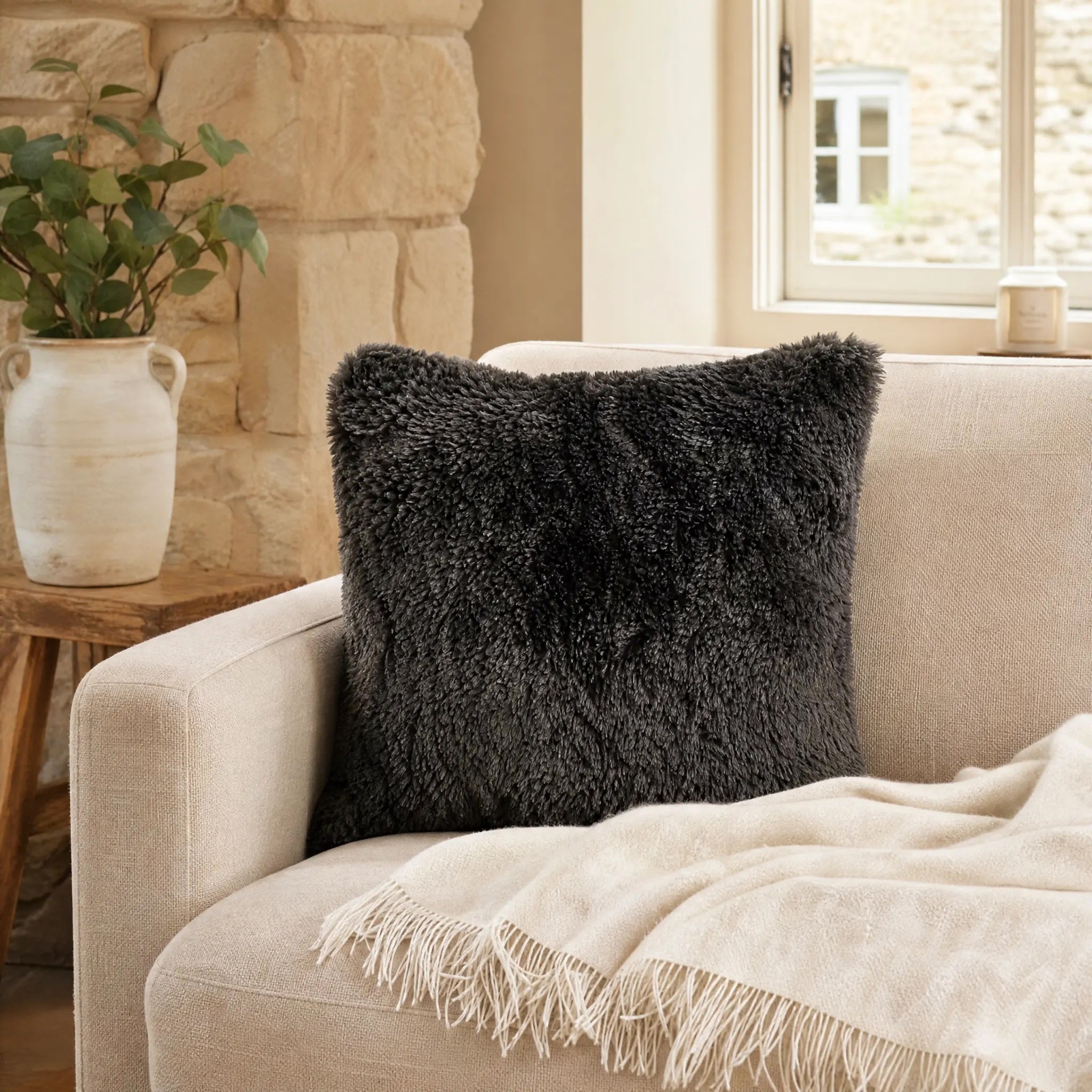 Curly Square Cushion - Cocoa