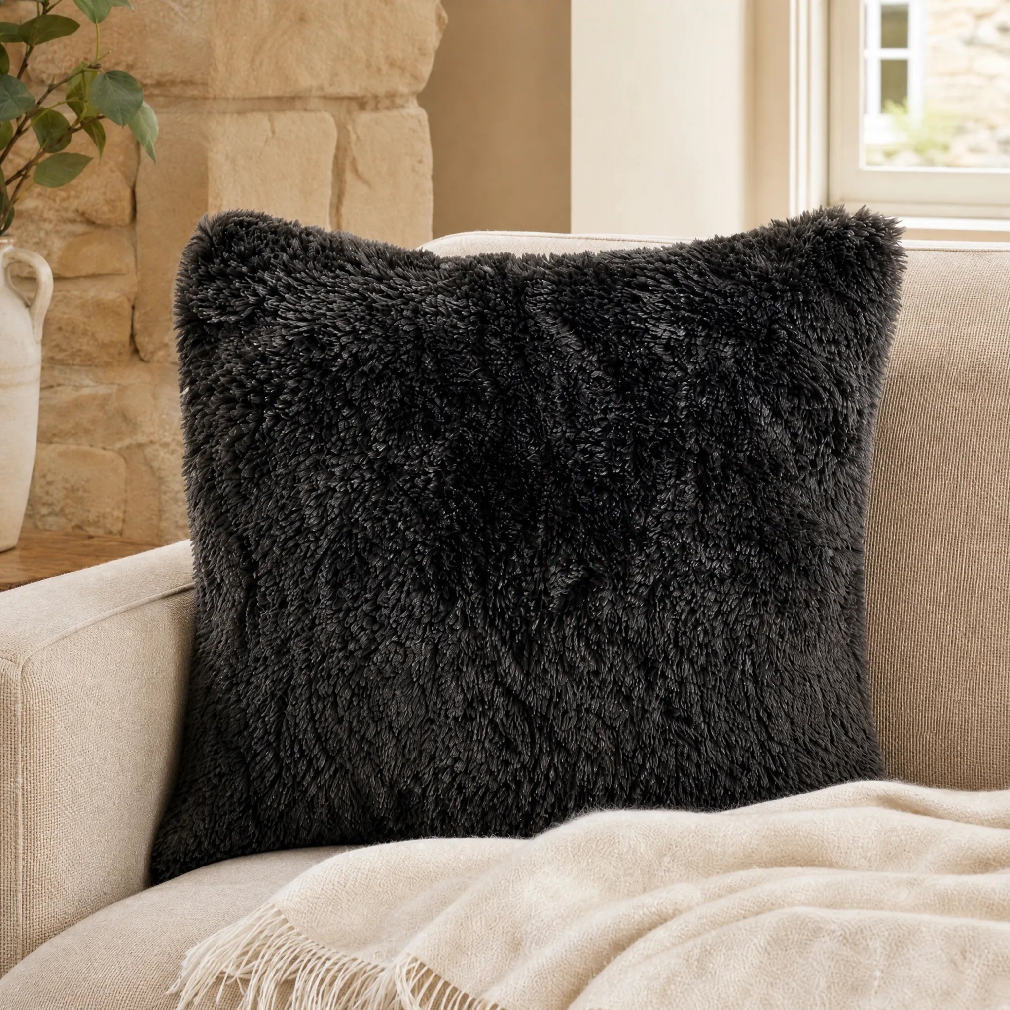 Curly Square Cushion - Cocoa