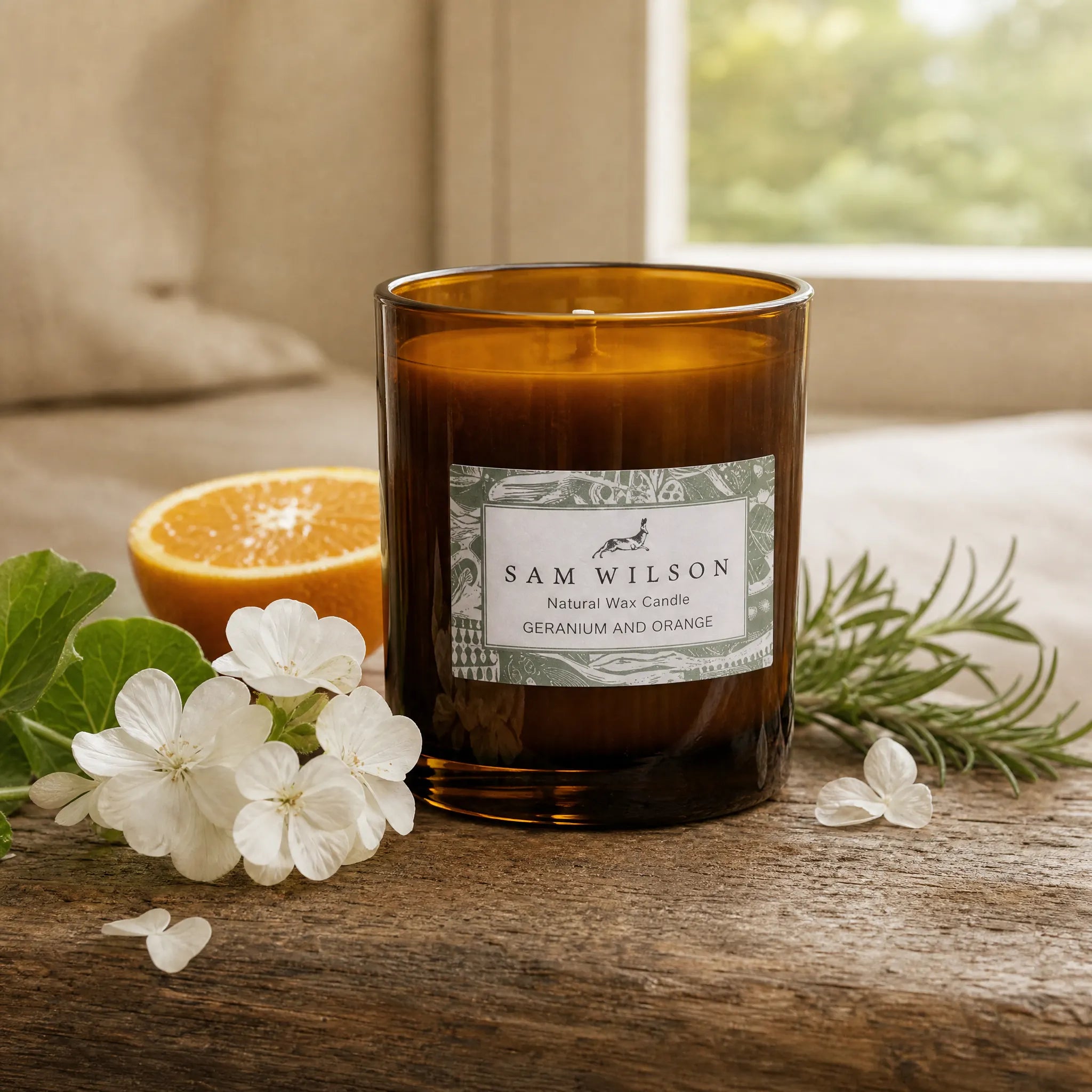 Sam Wilson Geranium and Orange Candle