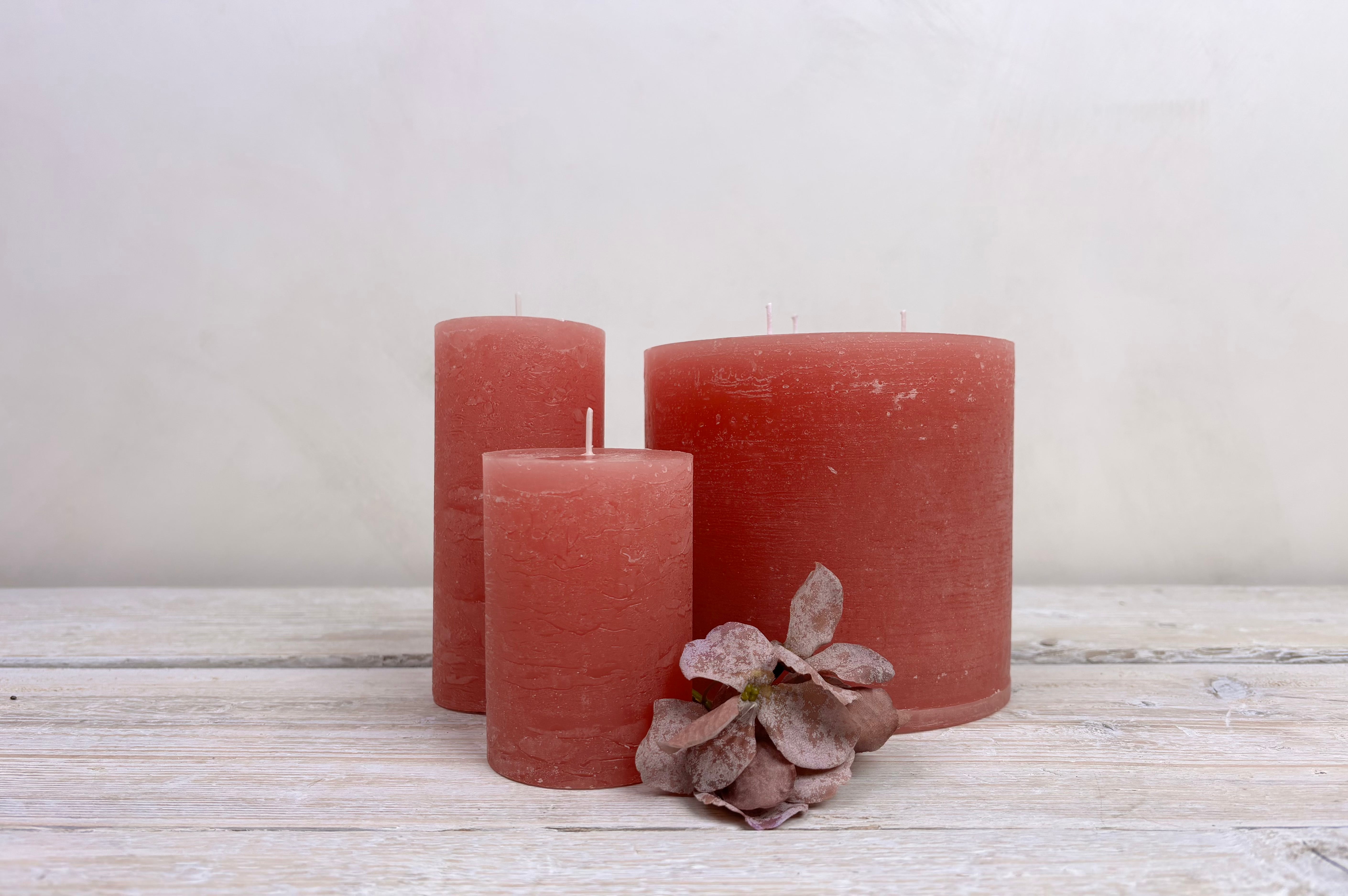 Rustic Pillar Candle - Raspberry