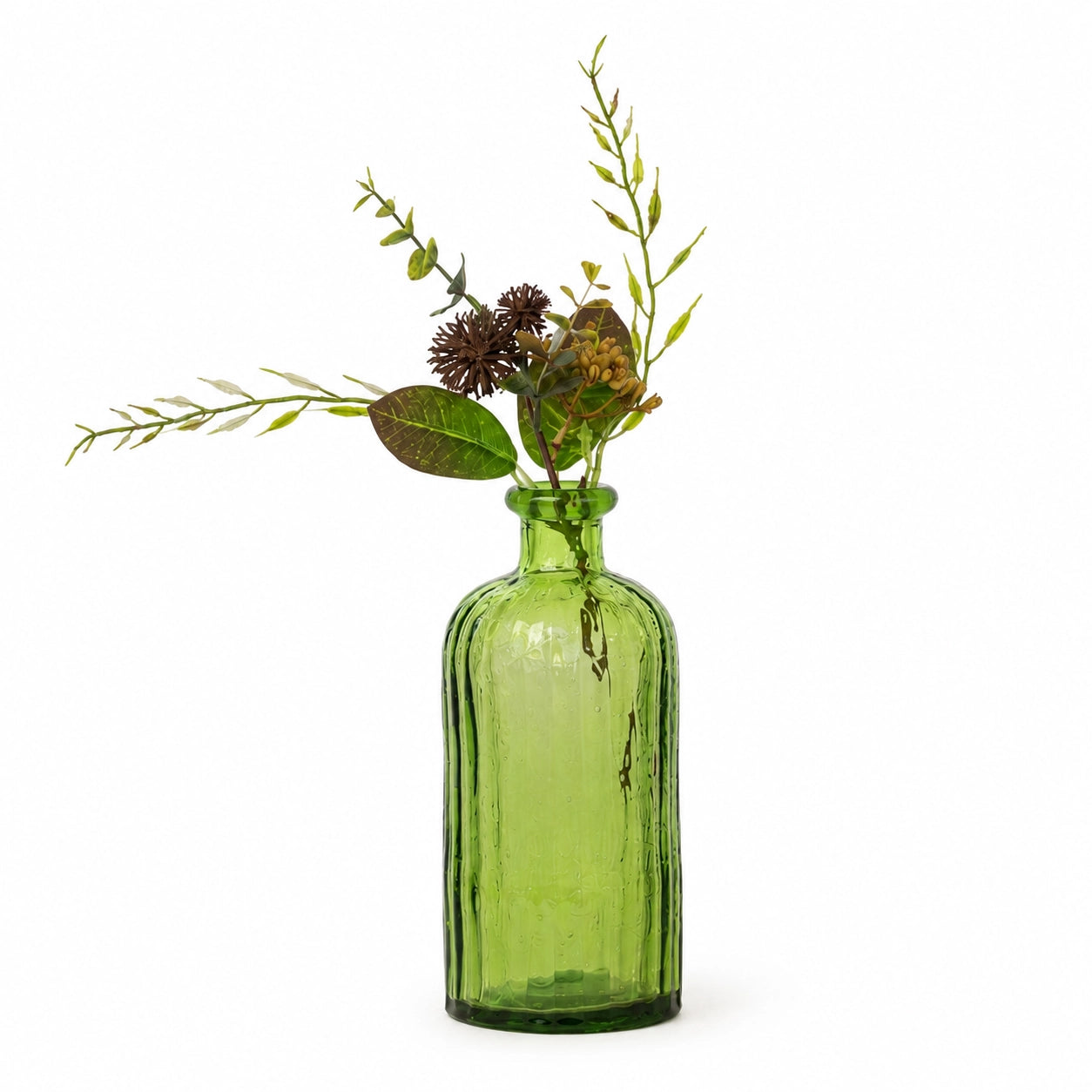 Recycled Glass Ripple Vase - Apple Green