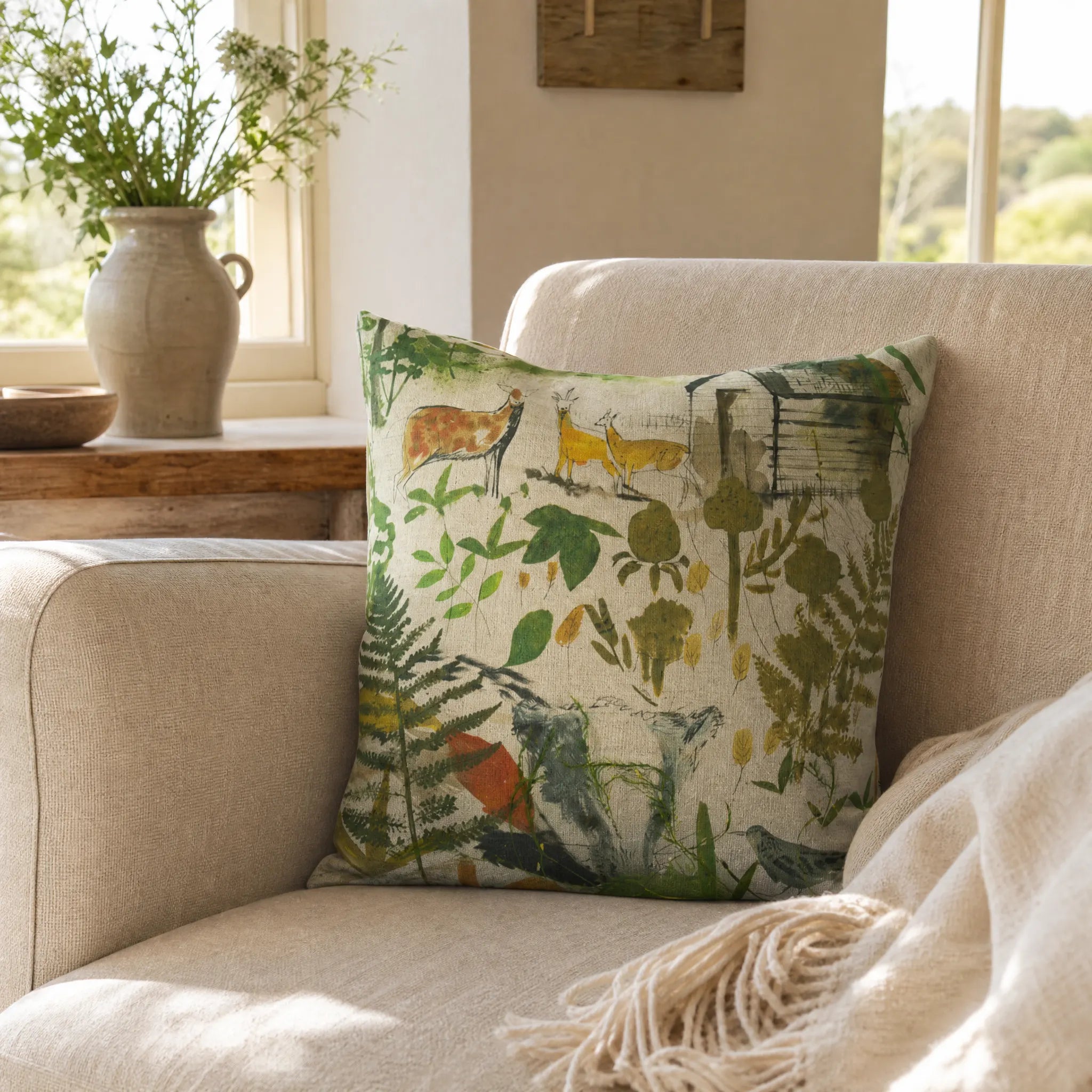 Sam Wilson In The Woods Square Linen cushion