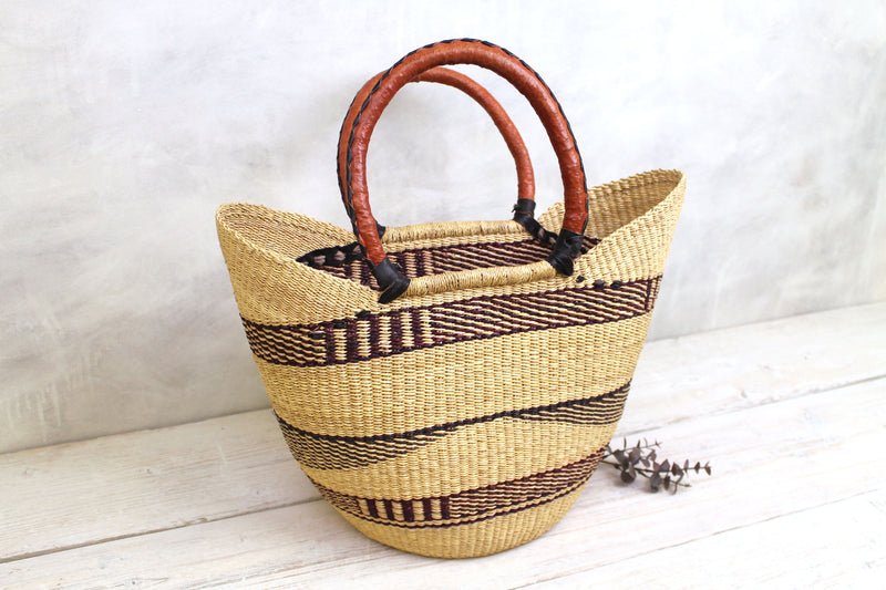 Purple Woven Basket Bag - Large