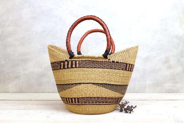 Purple Woven Basket Bag - Large