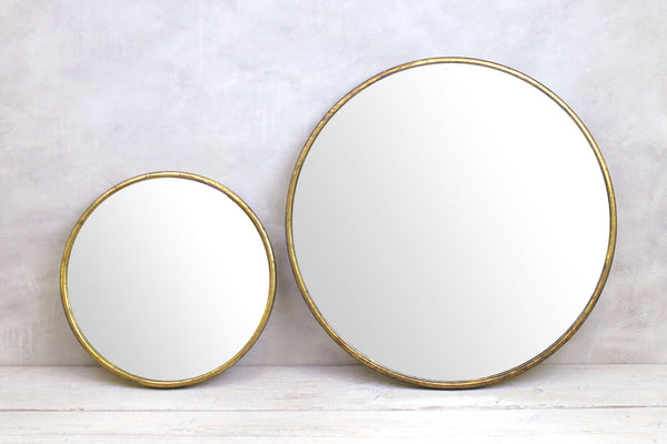 Round Mirror Vintage Brass - Small