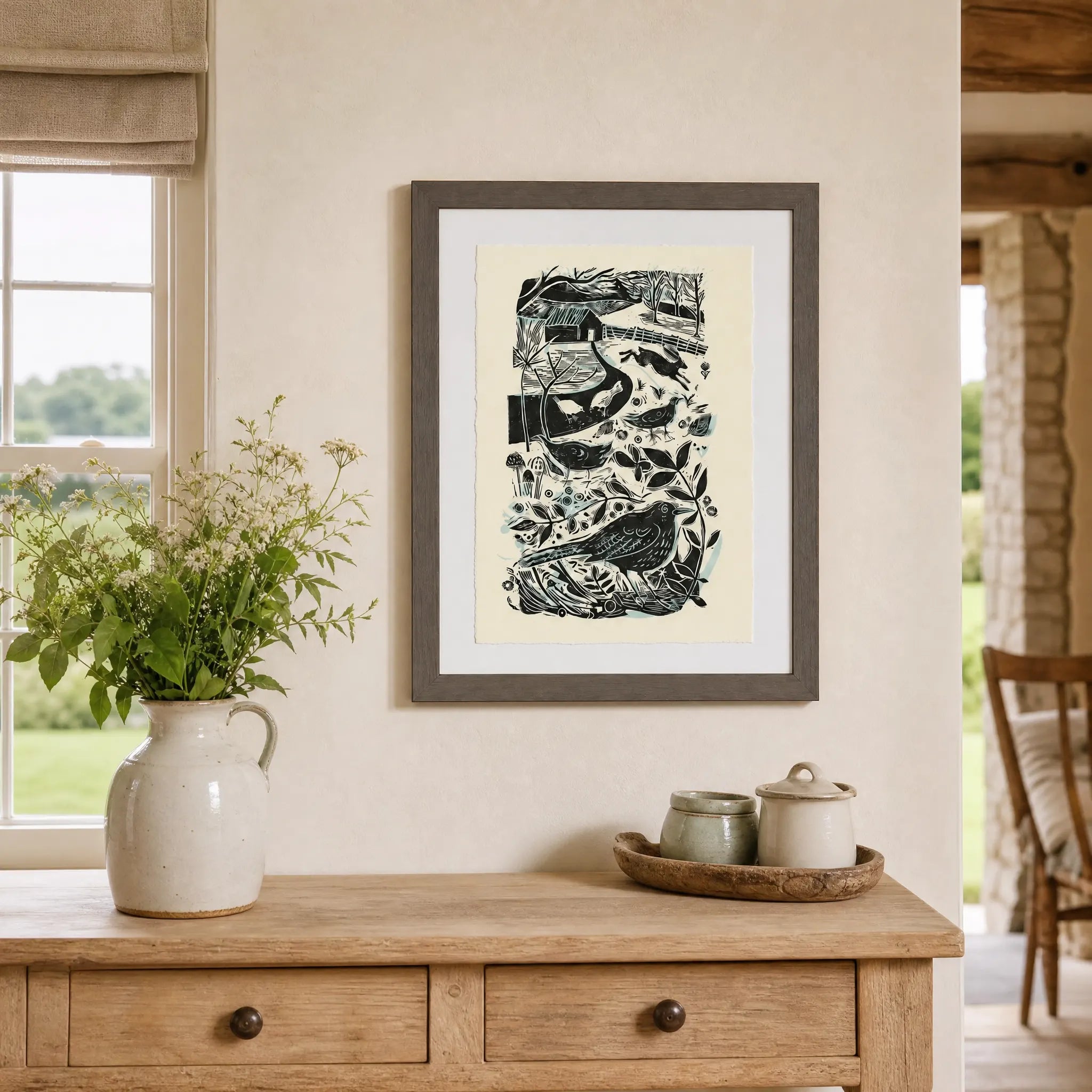 Sam Wilson Mr Blackbird Countryside Scene Print