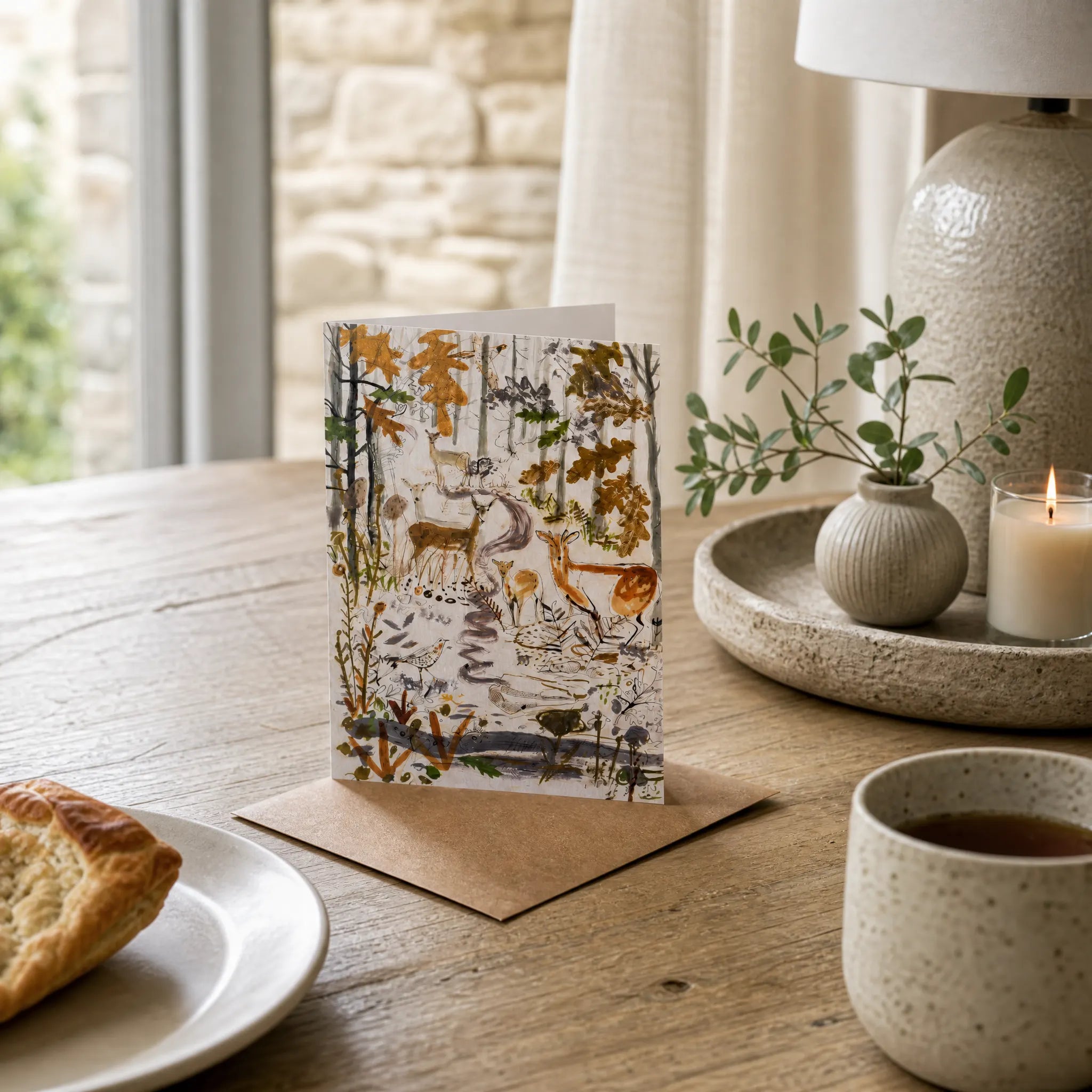 Sam Wilson Muntjac Deer Greetings Card
