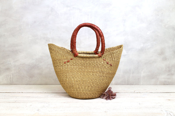 Natural Woven Basket Bag - Medium