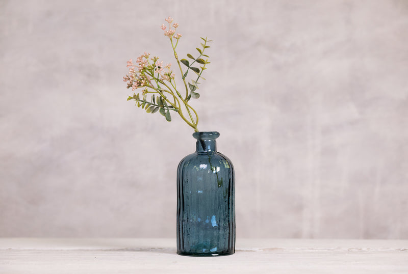 Recycled Glass Ripple Vase - Petrol Blue