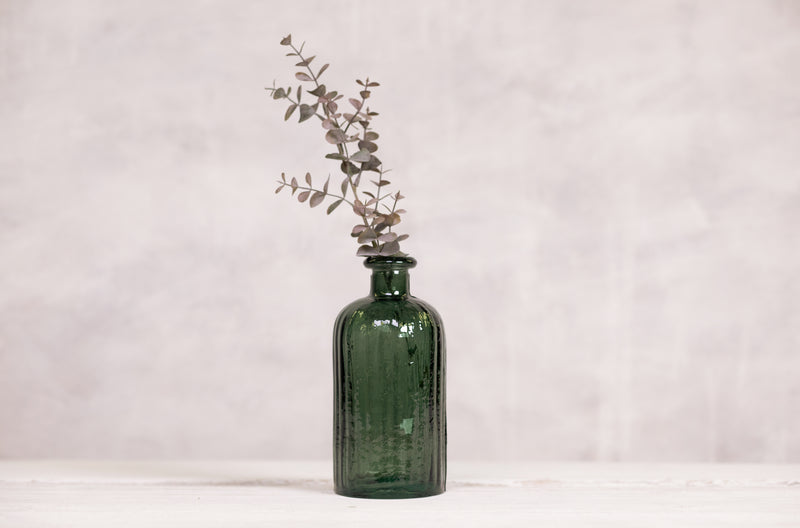 Recycled Glass Ripple Vase - Olive Green