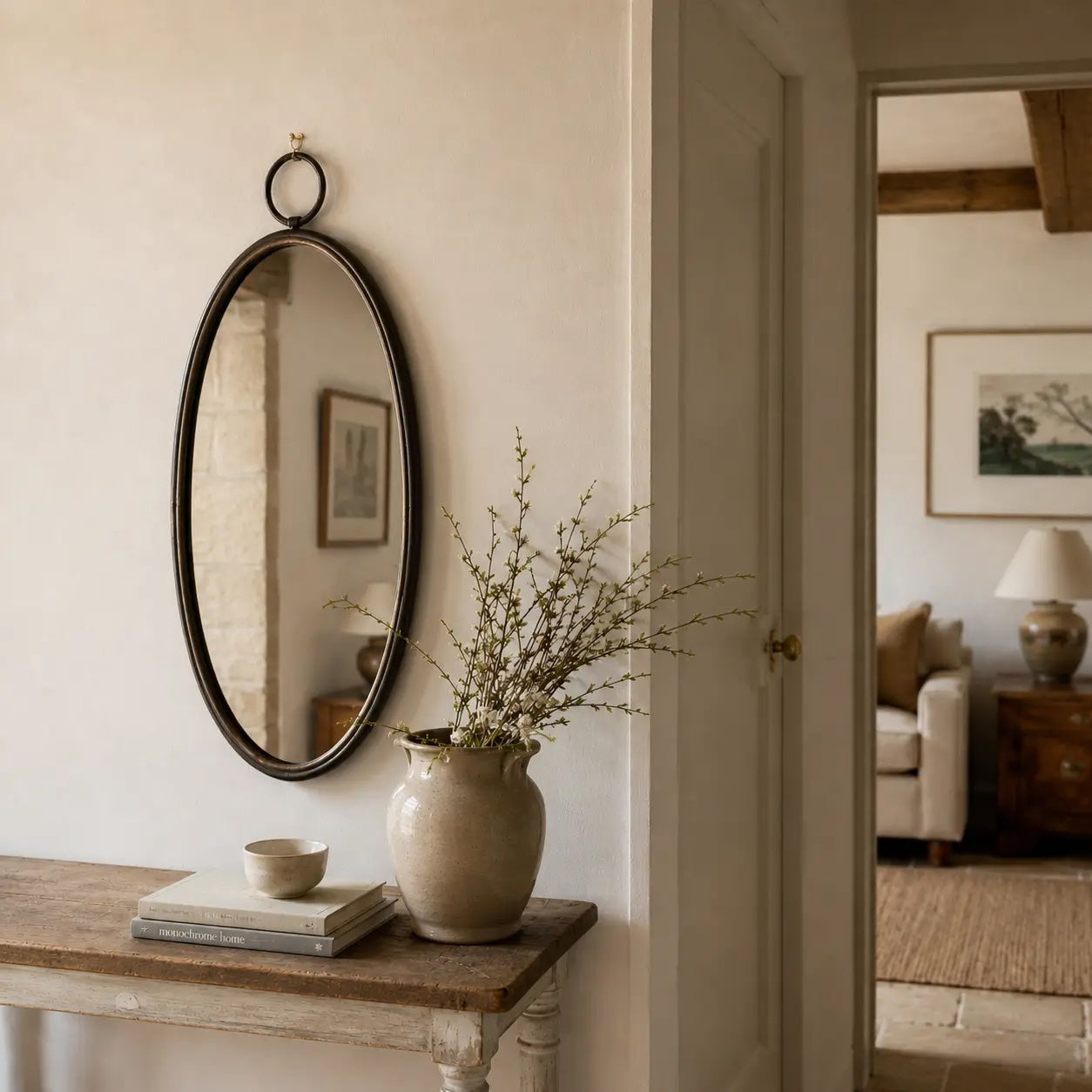 Oval Mirror with Large Hoop