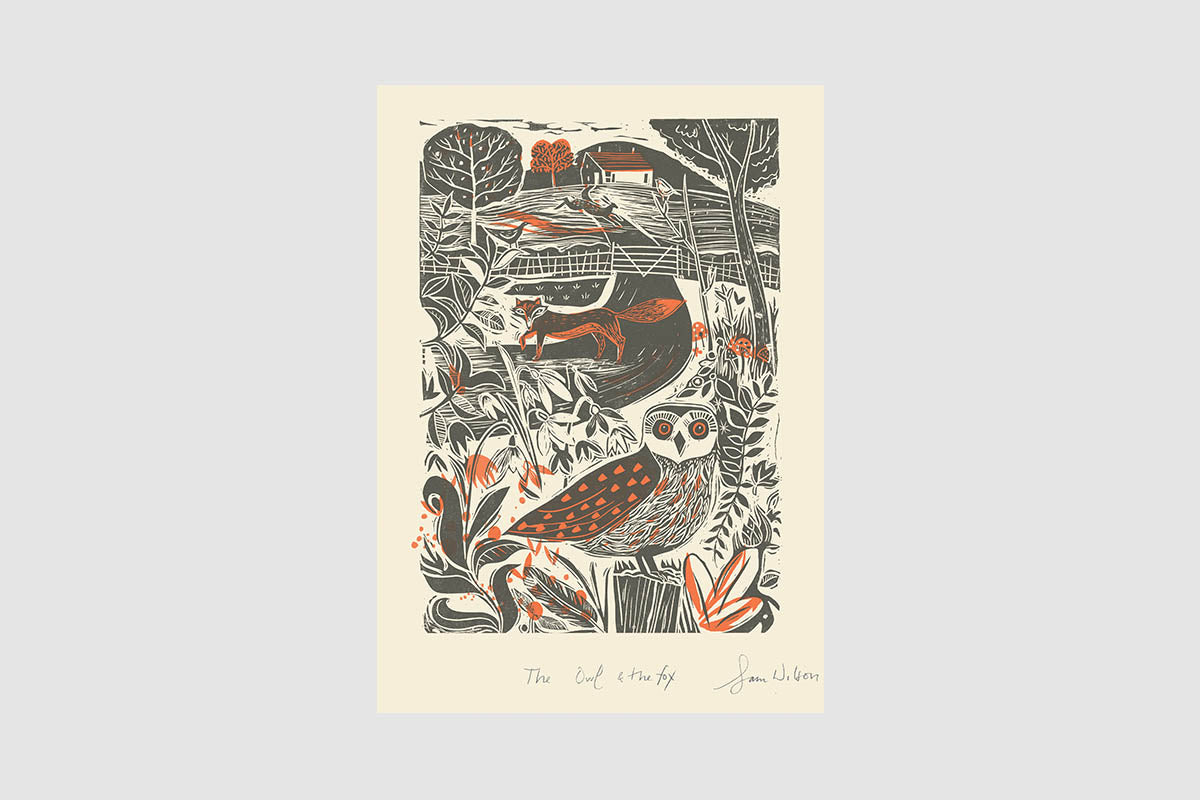 Sam Wilson The Owl and The Fox Print - Unframed