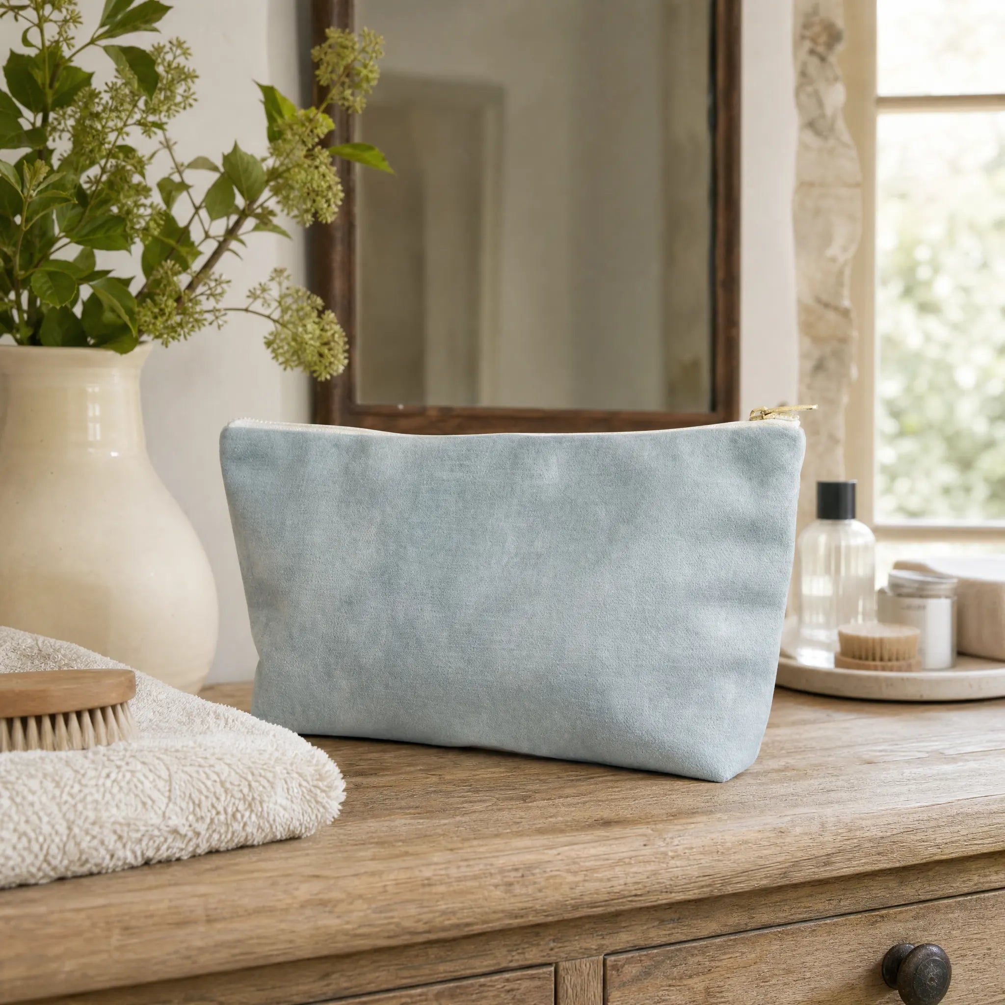 Sam Wilson Pale Blue Velvet Washbag