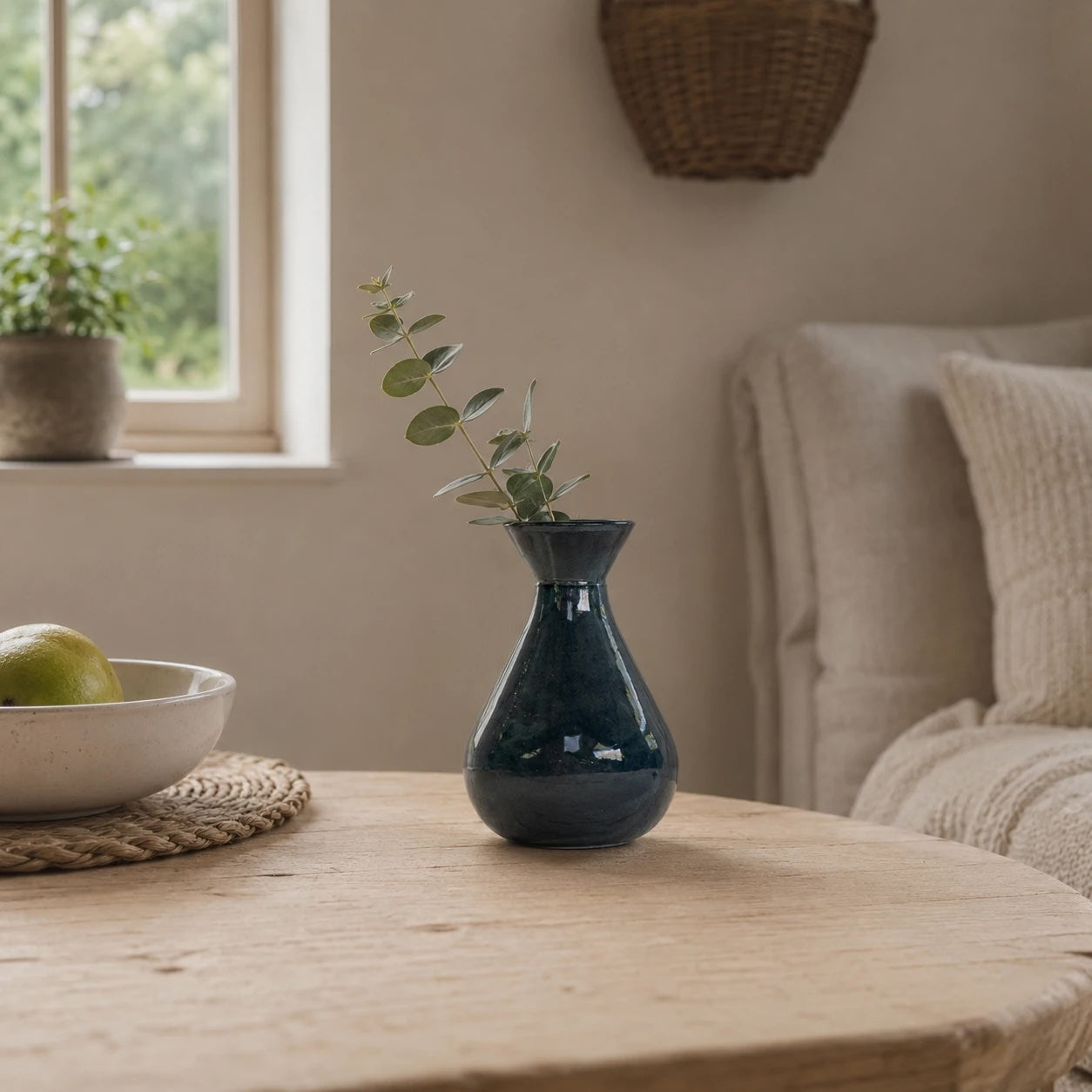Recycled Glass Bud Vase - Petrol Blue