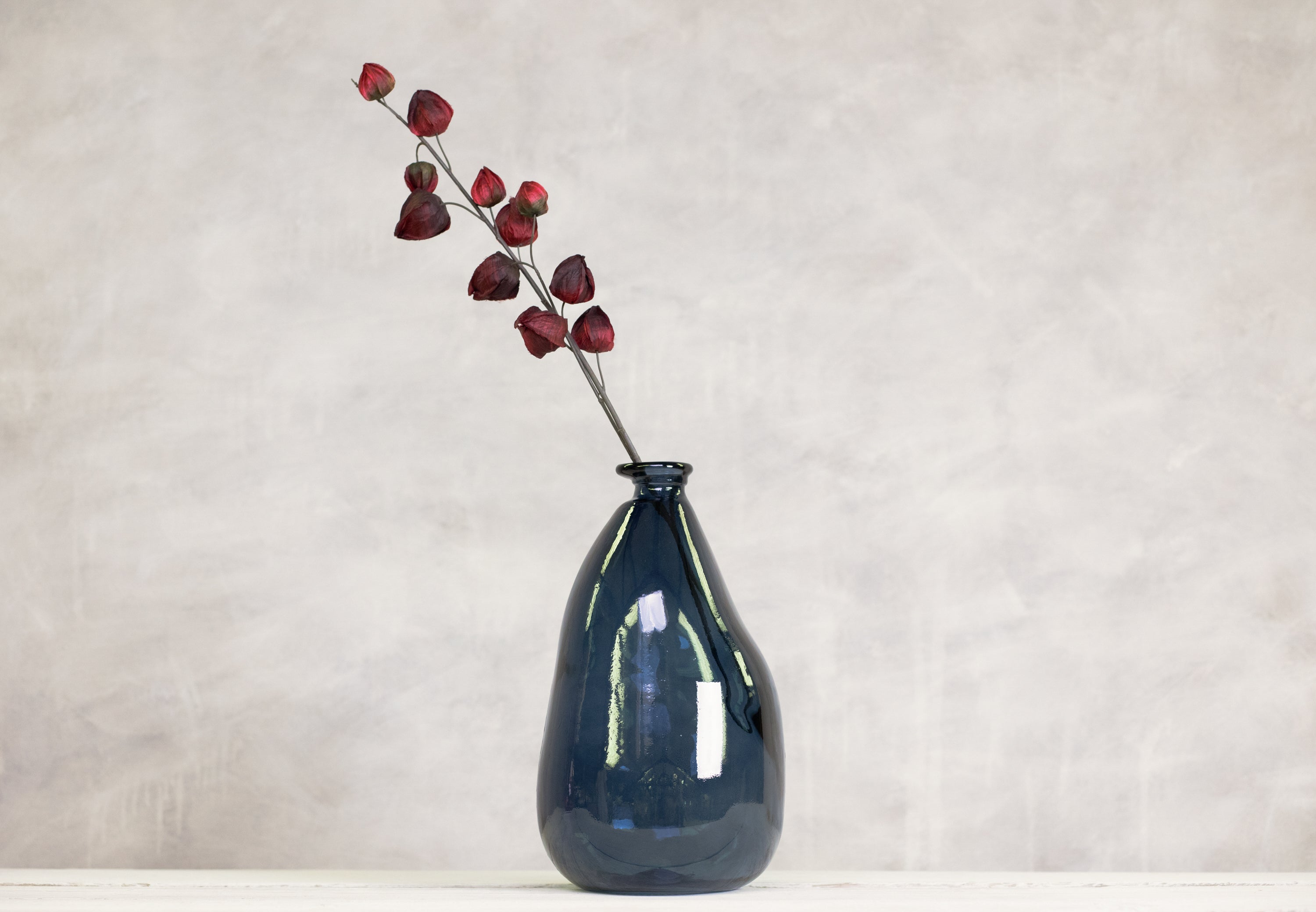 Recycled Glass Curved Vase - Petrol Blue