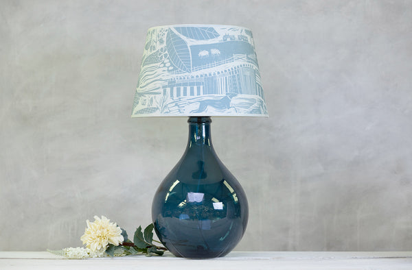 Recycled Glass Bulb Lamp - Petrol Blue