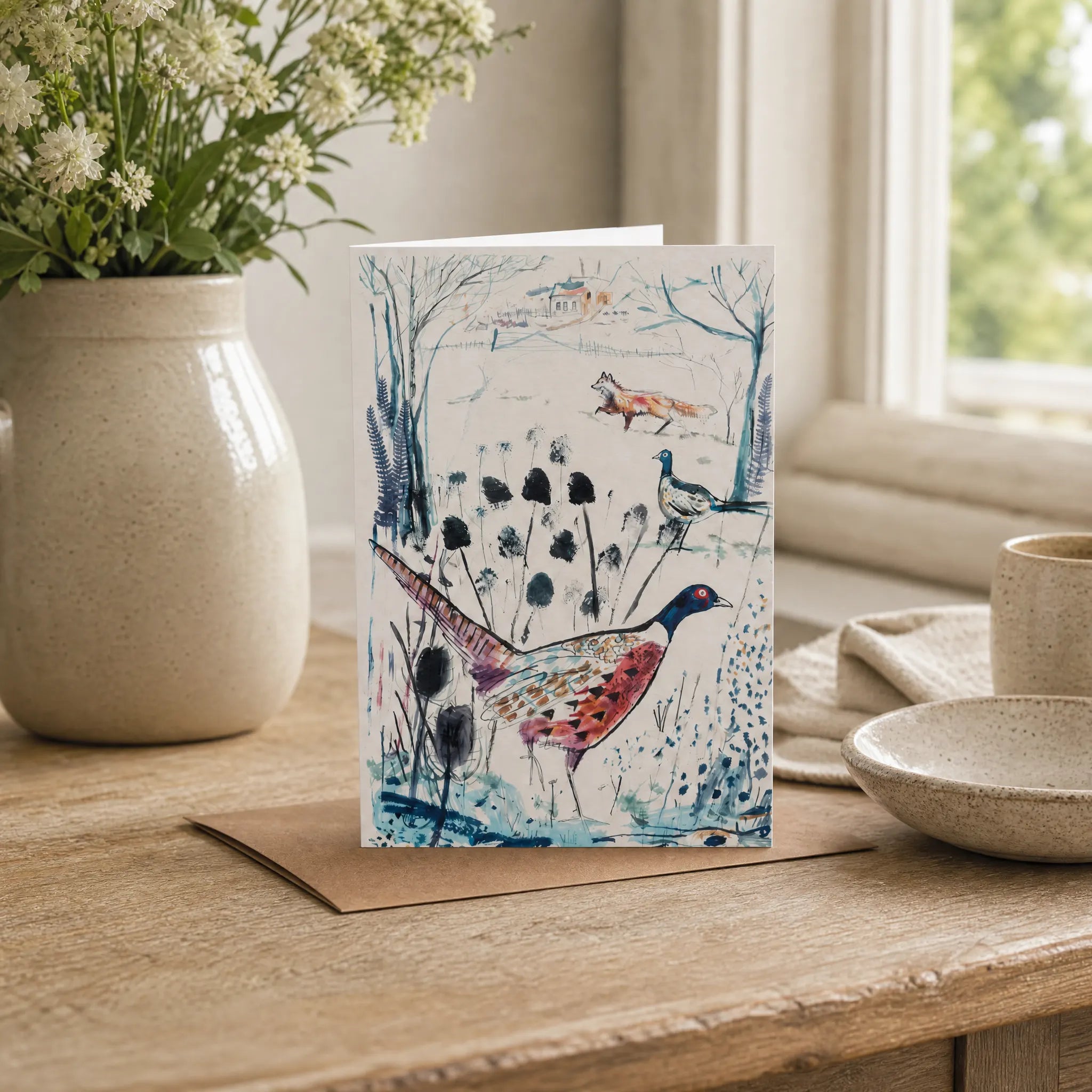 Sam Wilson Pheasant & The Fox Greetings Card