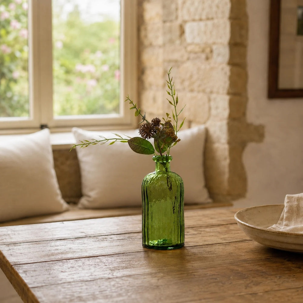 Recycled Glass Ripple Vase - Apple Green