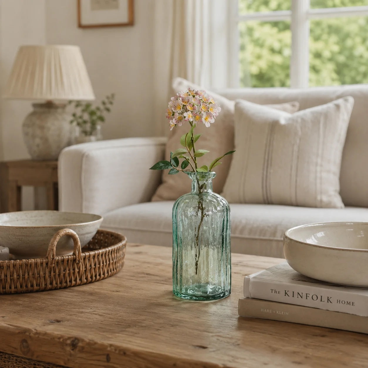 Recycled Glass Ripple Vase - Natural