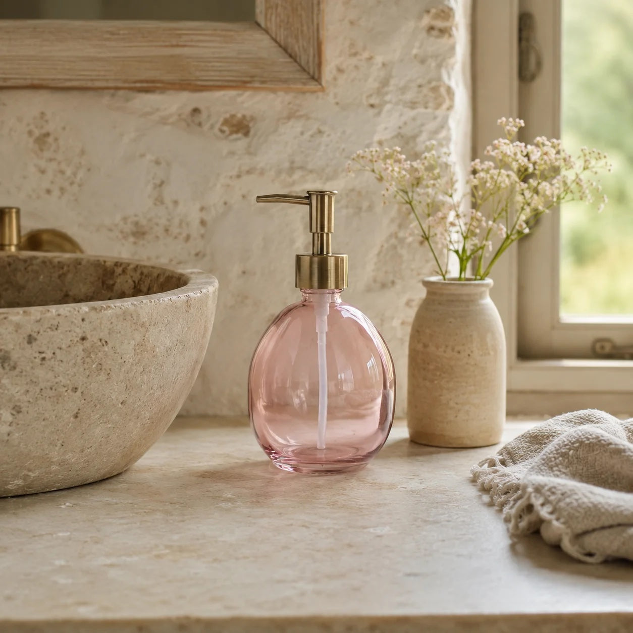 Recycled Glass Soap Dispenser - Blush