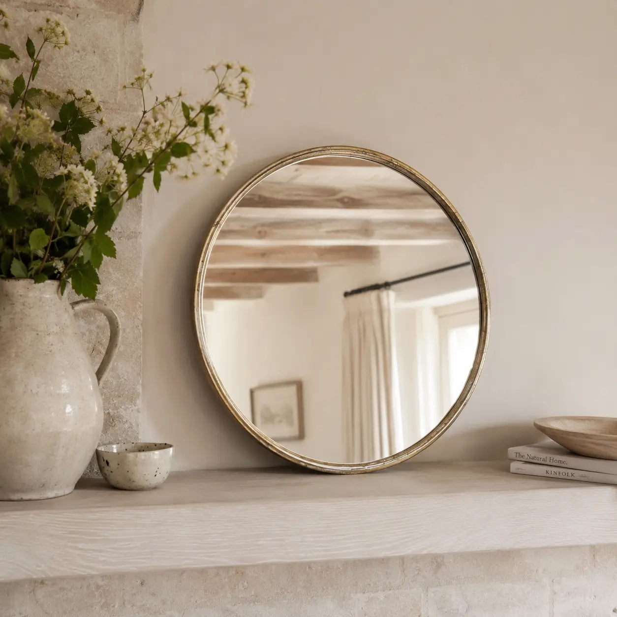 Round Mirror Vintage Brass - Small