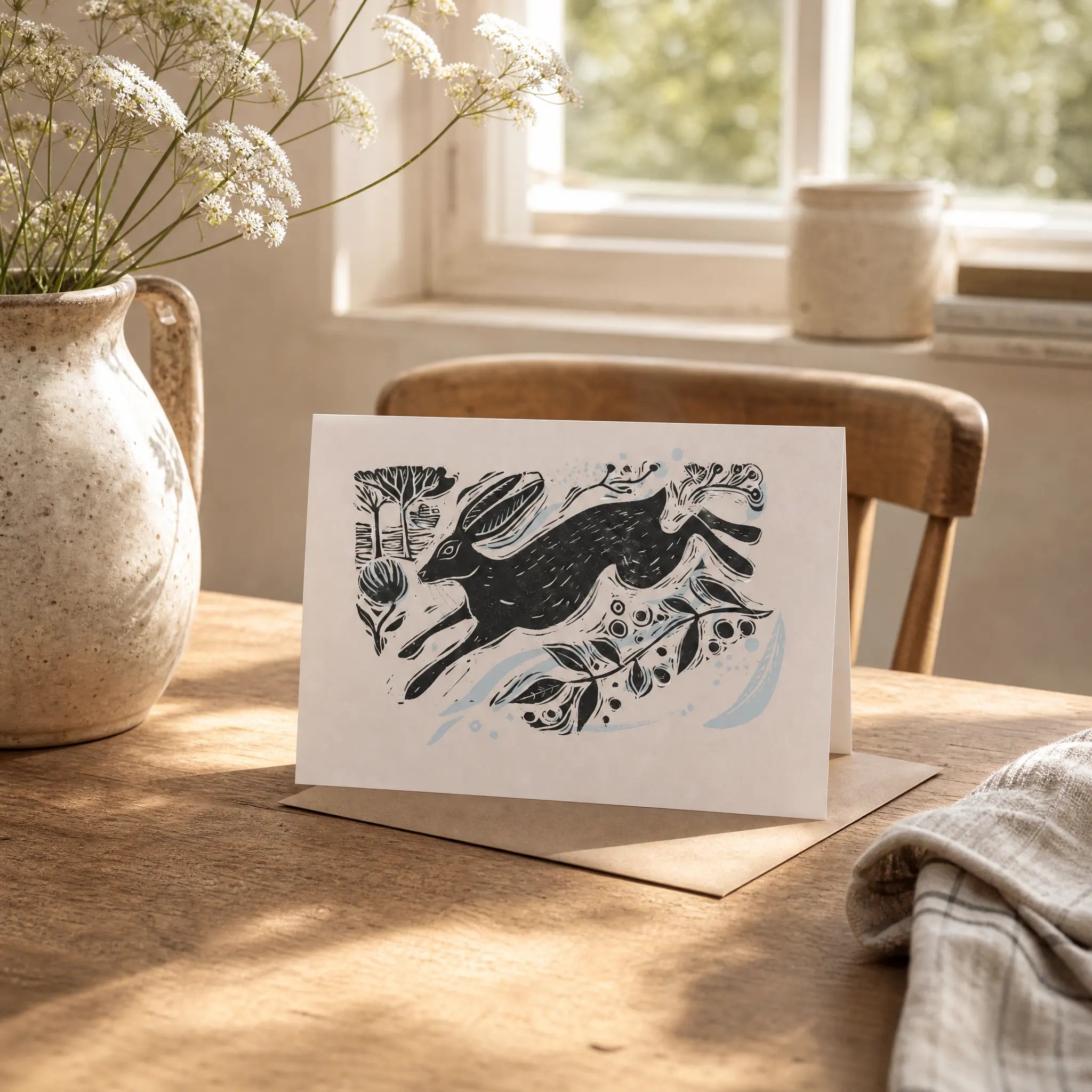 Sam Wilson Running Hare Greetings Card