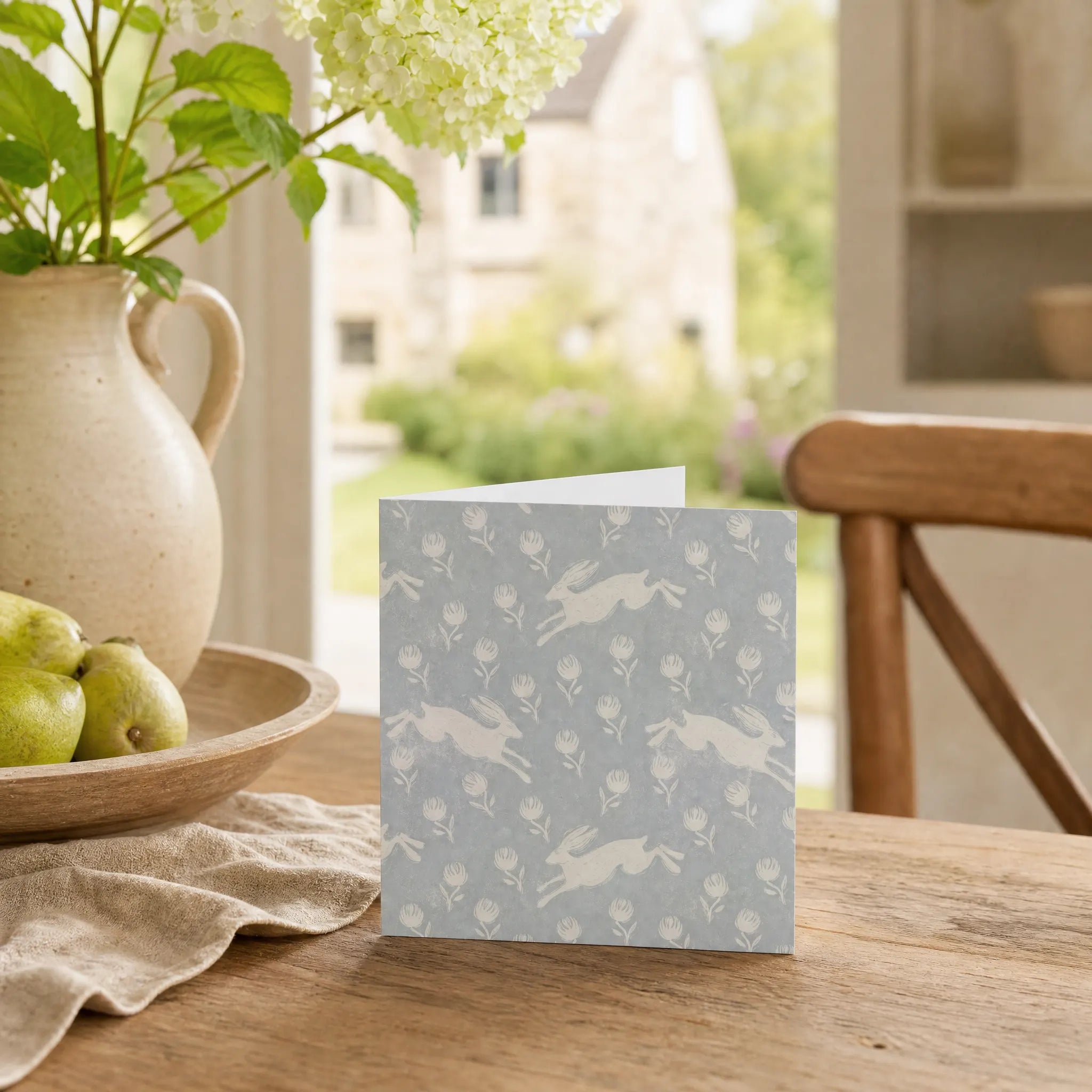 Sam Wilson Running Hare Grey Greetings Card