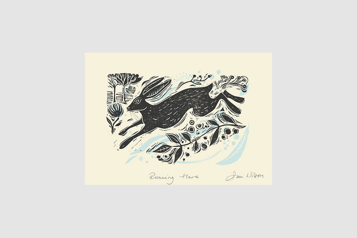 Sam Wilson Running Hare Print - Unframed