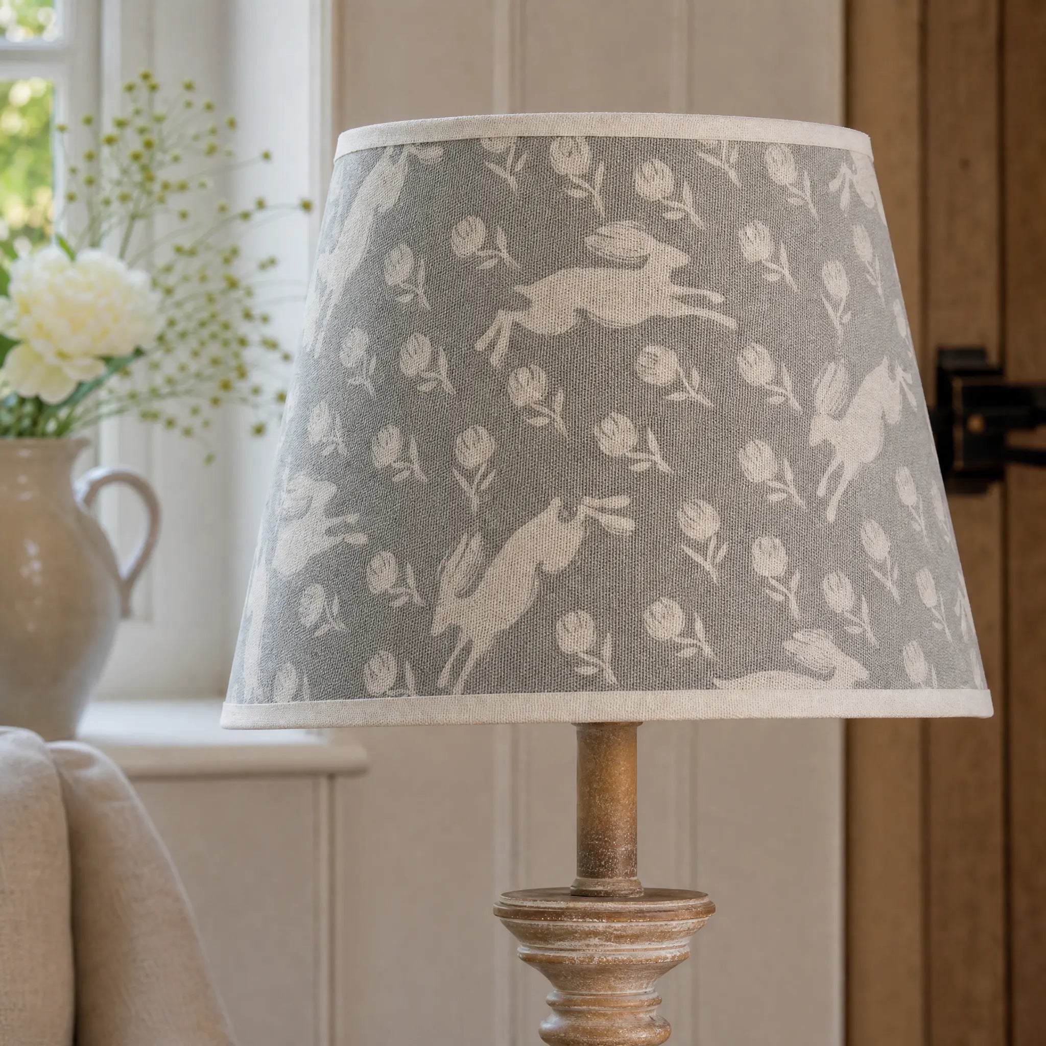Running Hare (White on Grey) Lampshade