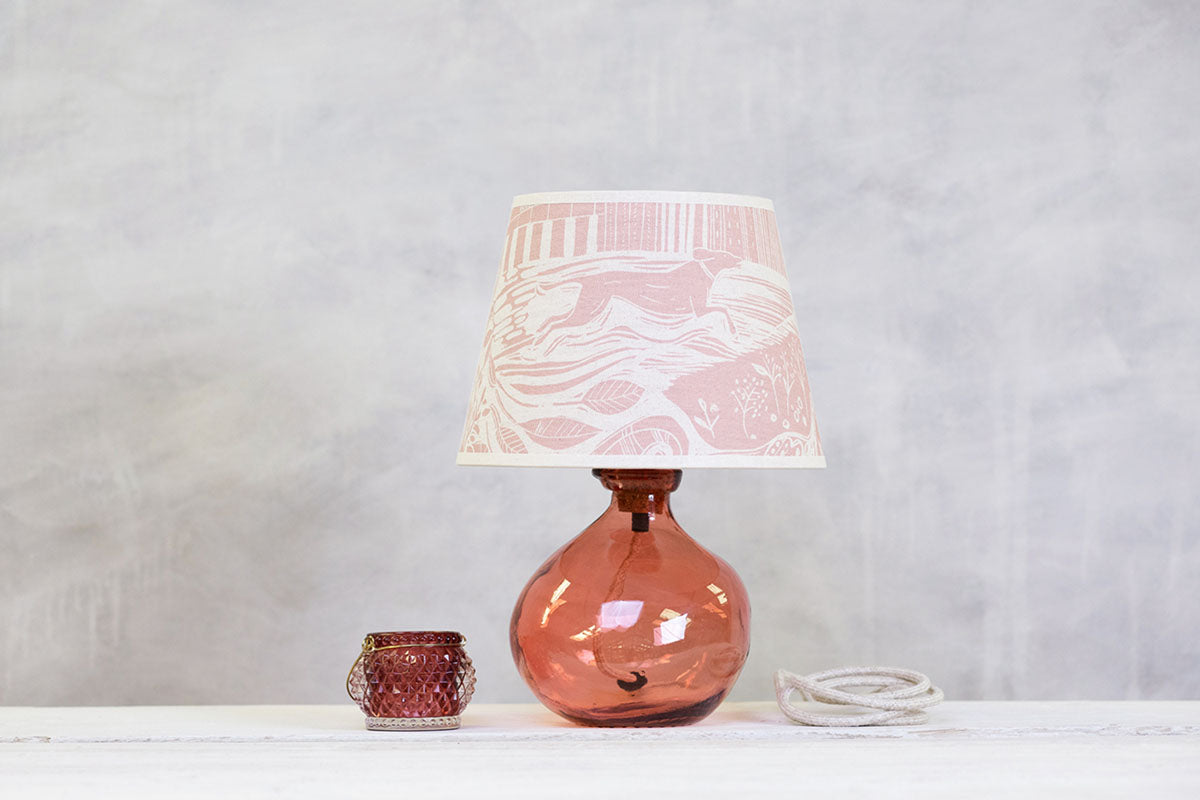 Recycled Glass Round Lamp - Pink