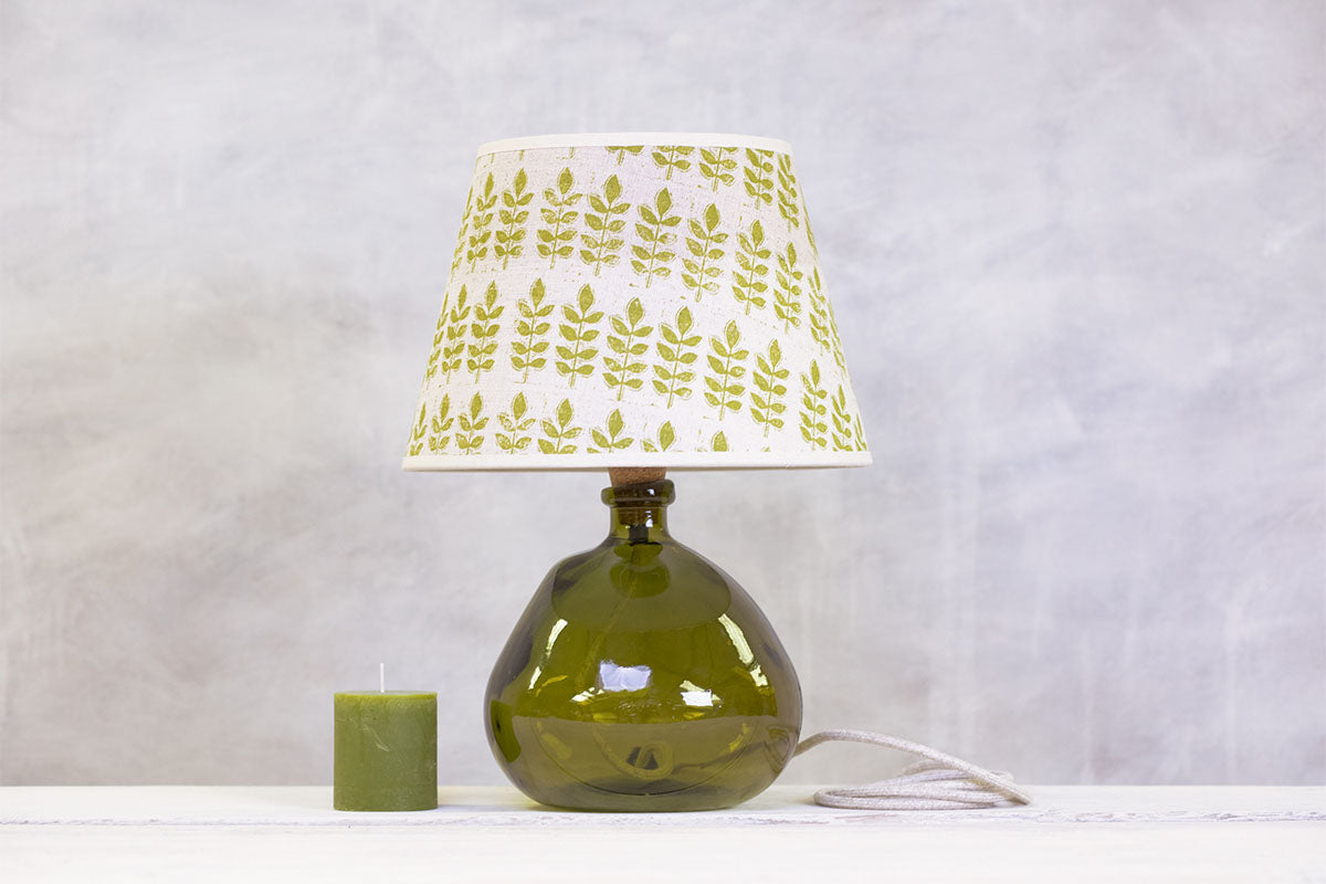 Recycled Glass Balloon Lamp - Olive Green