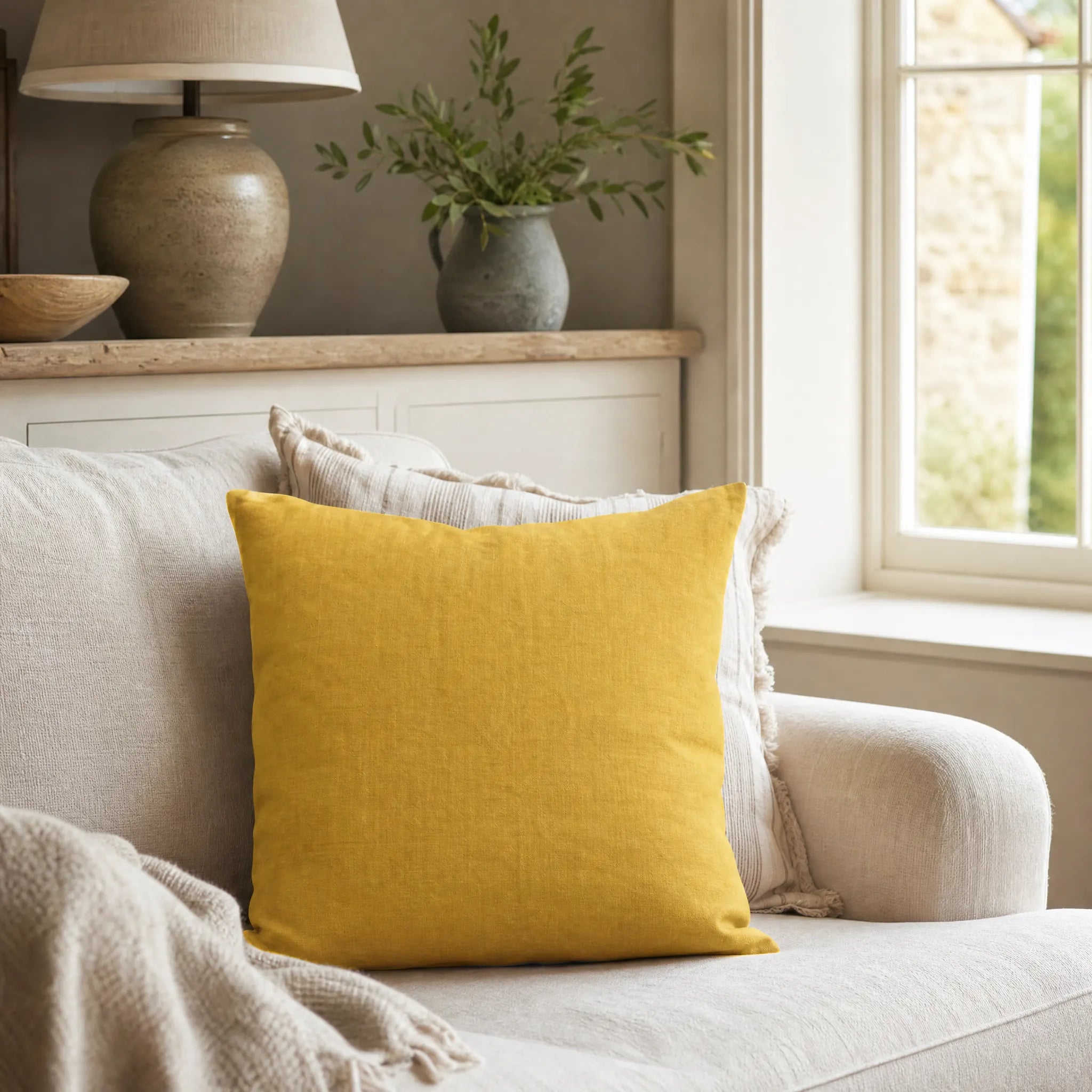Sam Wilson Saffron Fine Linen Square Cushion