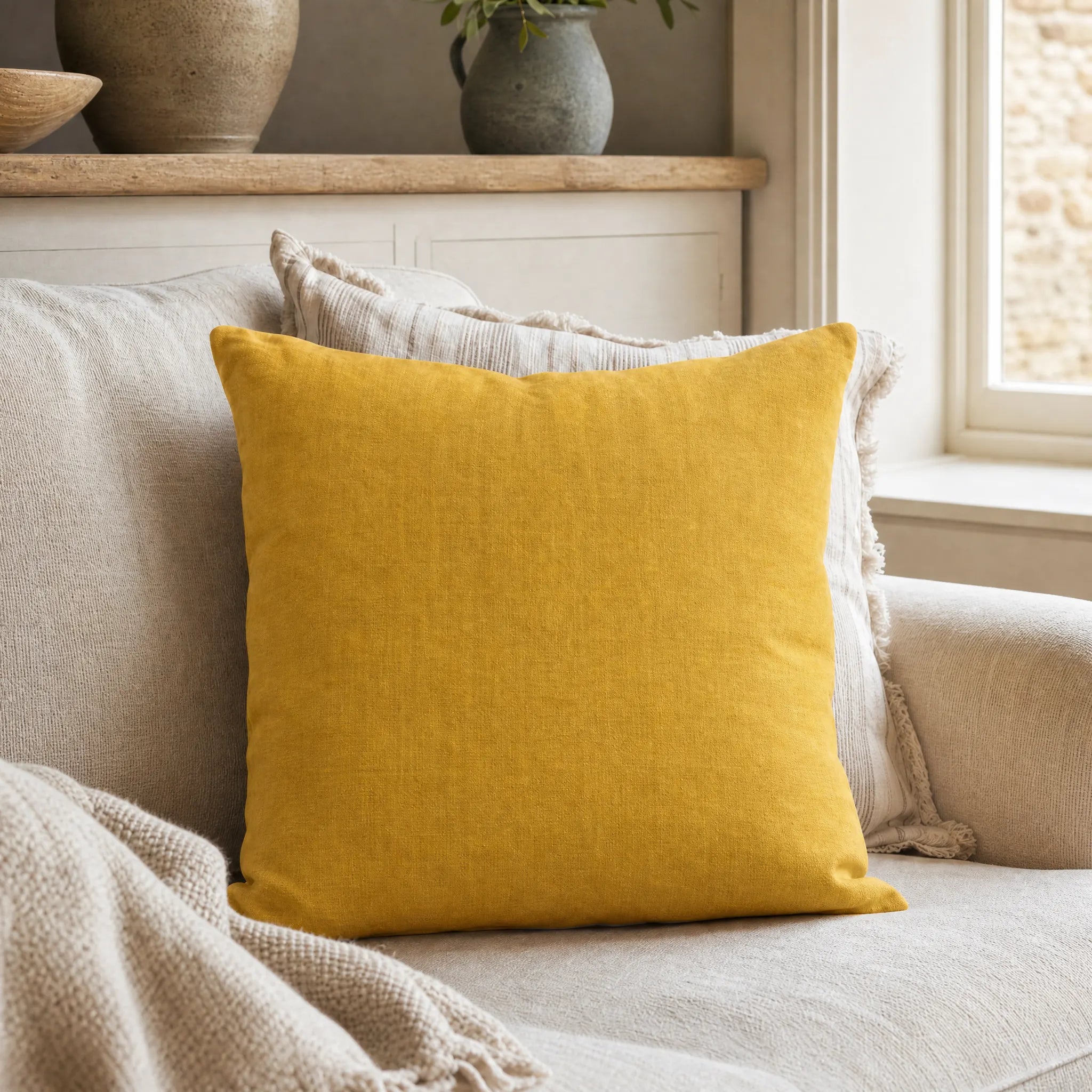 Sam Wilson Saffron Fine Linen Square Cushion