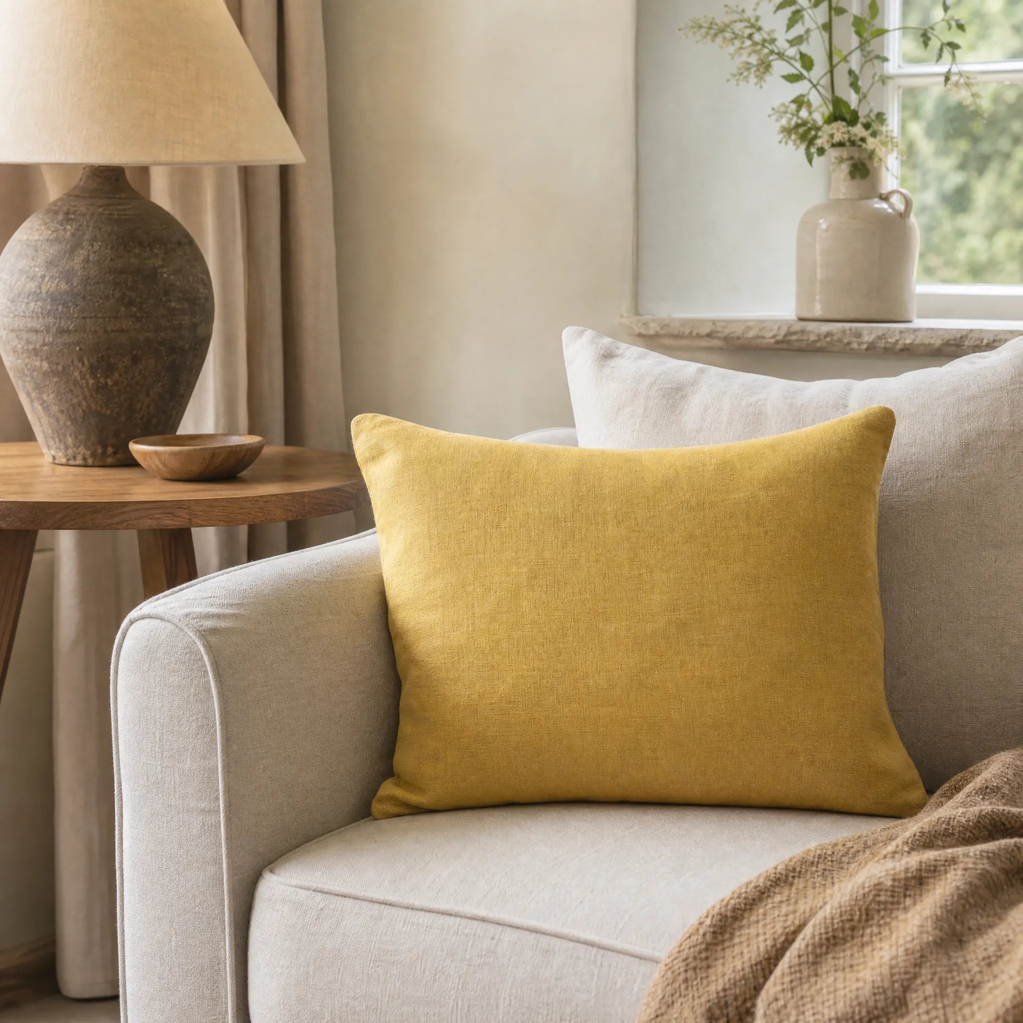 Sam Wilson Saffron Fine Linen Rectangle Cushion
