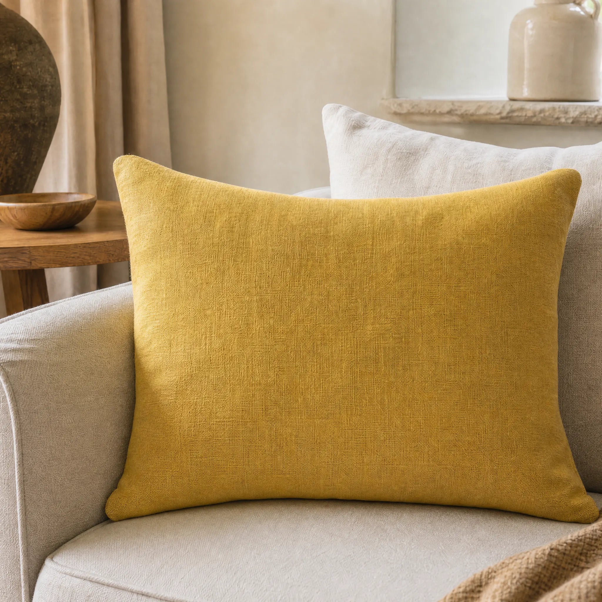 Sam Wilson Saffron Fine Linen Rectangle Cushion
