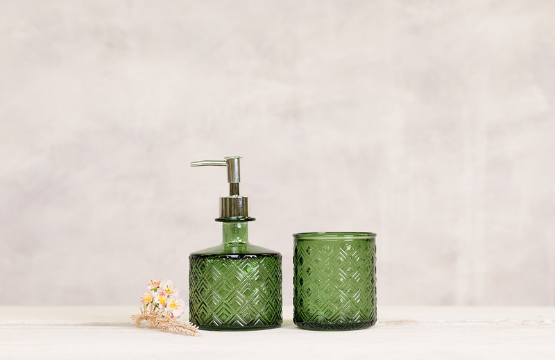 Recycled Glass Bathroom Set - Sage Green