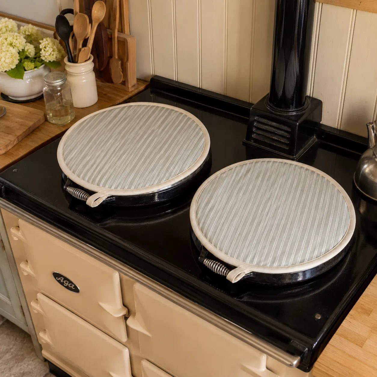 Sam Wilson Sage Green Heritage Stripe AGA Cover