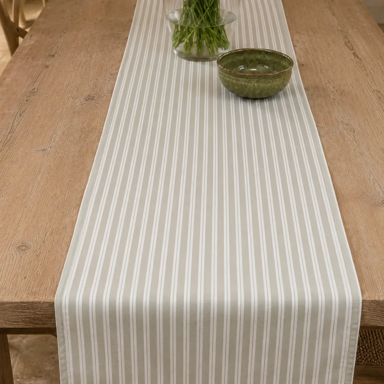 Sam Wilson Sage Green Heritage Stripe Table Runner