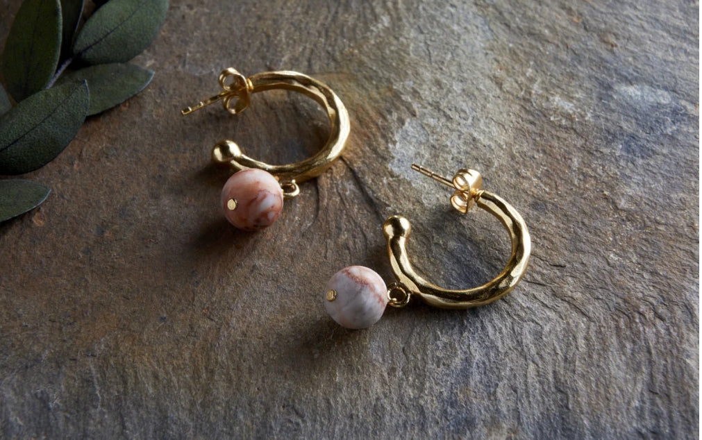 Cerita Rhodochrosite Earrings - Rhodochrosite & Gold